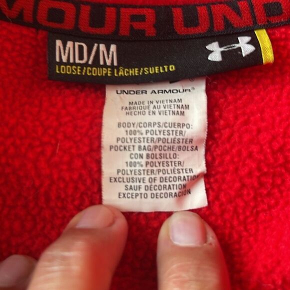 Under Armour Mens Heavy Performance Fleece 1/4 Zip Red and Black size Med - Picture 8 of 11